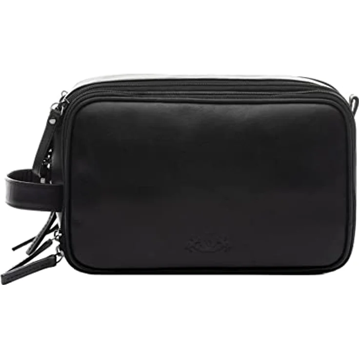 SID & VAIN Kulturtasche Louis Herren echt Leder schwarz handgefertigt - Premium Kulturbeutel mit elegantem Anilin-Leder und durchdachtem Design – Bild 2