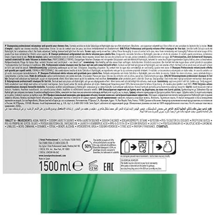 L'Oreal Professionnel Volumetry Volumizing Shampoo | Entfernt Ablagerungen & reinigt Kopfhaut | Bietet Lift | Mit Salicylsäure | Für feines & dünnes Haartyp | 1500 ml – Bild 4