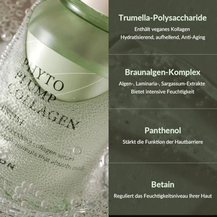 MIZON PHYTO PLUMP COLLAGEN SERUM (30ML), Gesichtsserum mit pflanzlichem Kollagen, Anti-Aging und feuchtigkeitsspendend, vegane Formel – Bild 4