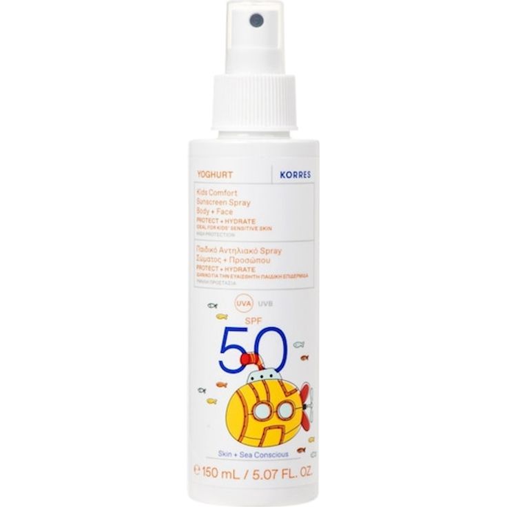 KORRES YOGHURT Sonnencreme SPF50, sanfte Sonnenpflege für Kinder und Damen, 150 ml