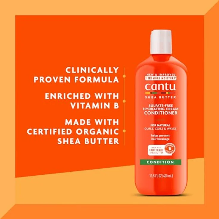 Cantu Feuchtigkeitsspendende Spülung Mit Sheabutter Sulfatfreie Pflege-Spülung Für Locken Und Strukturiertes Haar 400 ml – Bild 3
