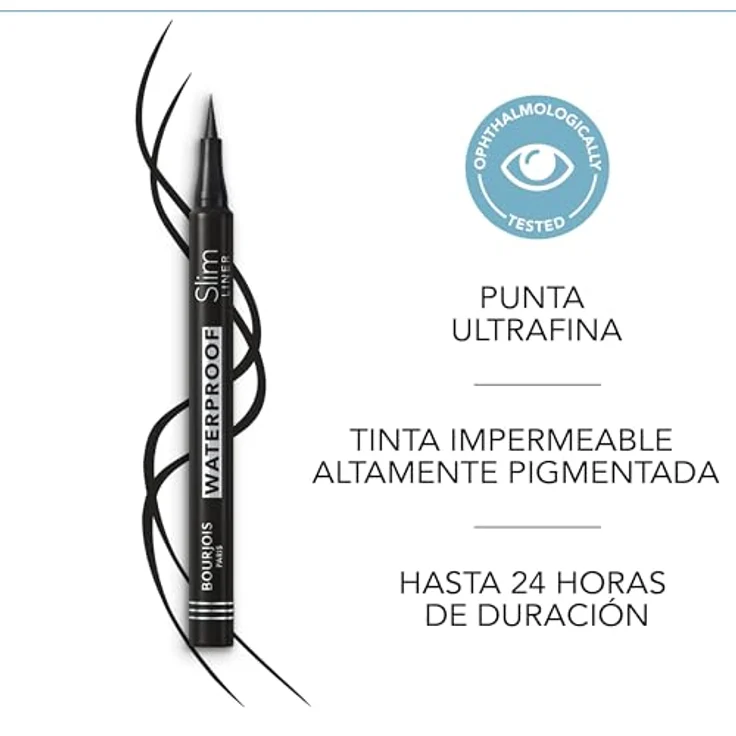 Bourjois Ultra Slim Waterproof Liner, wasserfester Eyeliner in Ultra Black, 1 ml mit ultra-dünnem Applikator für präzise Linien – Bild 5
