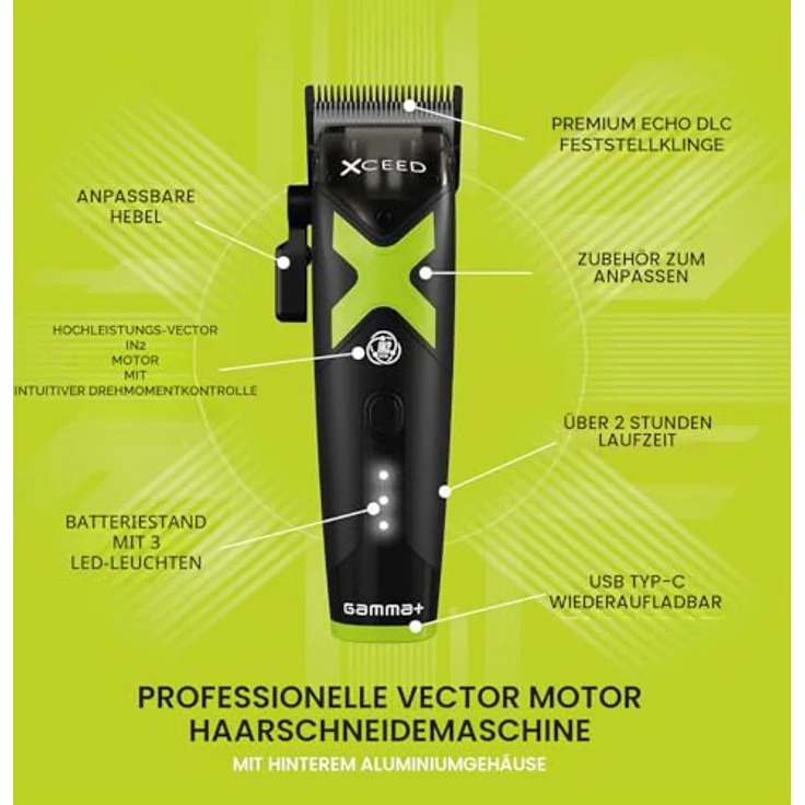 GAMMA+ Xceed Clipper, Haarschneider in Schwarz mit WEEE-Reg.-Nr. DE 97242559 – Bild 3