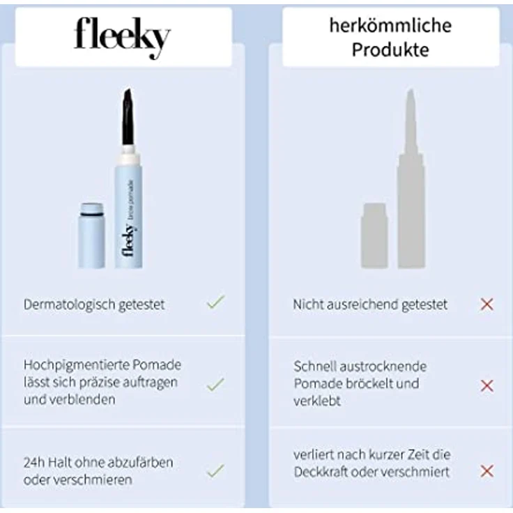 fleeky Brow Pomade Dark Brown, Cremebasierte Augenbrauenfarbe mit präzisem Pinsel, 1,5 g – Bild 7