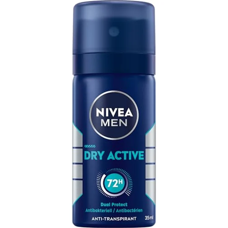 NIVEA MEN Dry Active Deo Spray, 72h Anti-Transpirant-Schutz, antibakteriell, ohne Ethylalkohol, Reisegröße 35 ml – Bild 1