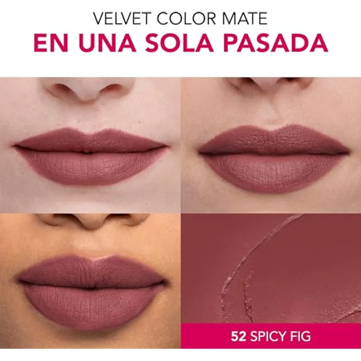 Bourjois Rouge Velvet The Lipstick Lippenstift, 52 Spicy Fig, 2,4 g - 24 Stunden lebendige Farbe, feuchtigkeitsspendend – Bild 4