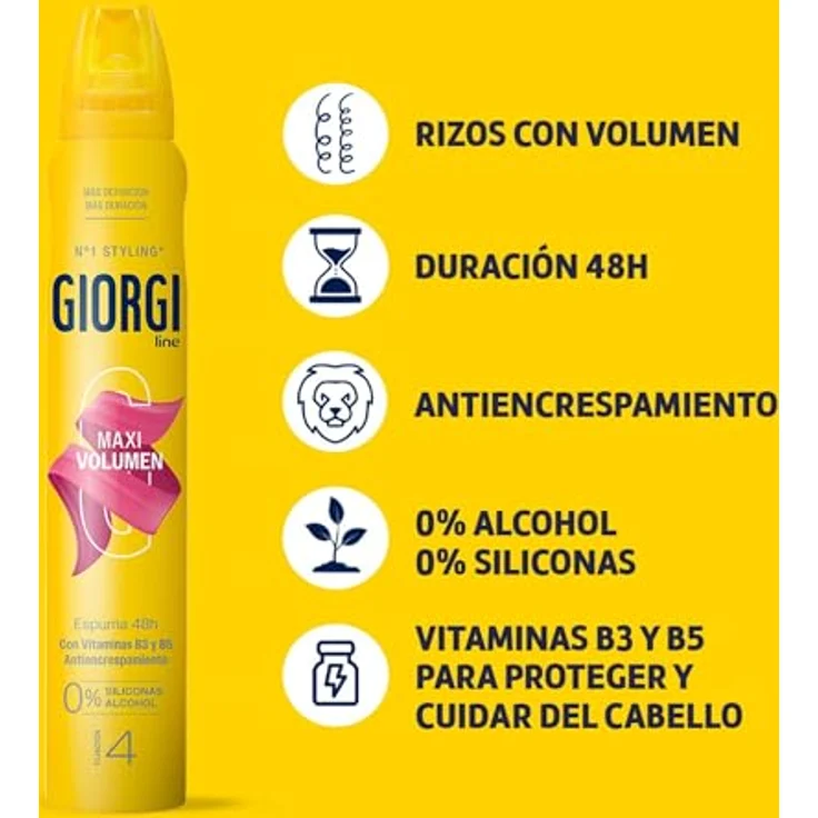 Giorgi Schaum Maxi Volumen 24h, Anti-Krauss, 0% Alkohol & Silikone, Halt 4, 250 ml – Bild 3