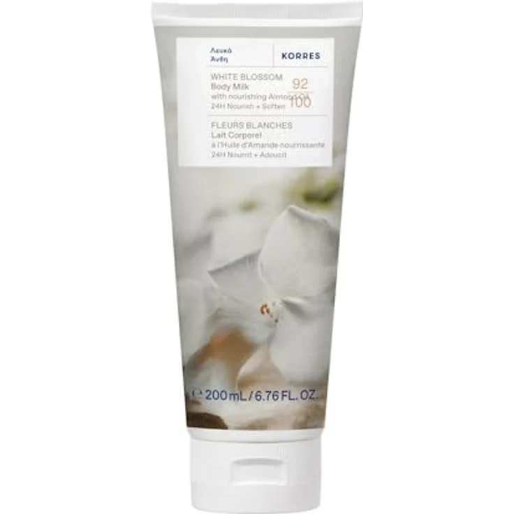 KORRES WHITE BLOSSOM Bodymilk, 200 ml, mit pflegendem Mandelöl, Duft von weißen Rosen & Bergamotte, 24h Pflege, vegan, silikon- und parabenfrei – Bild 1