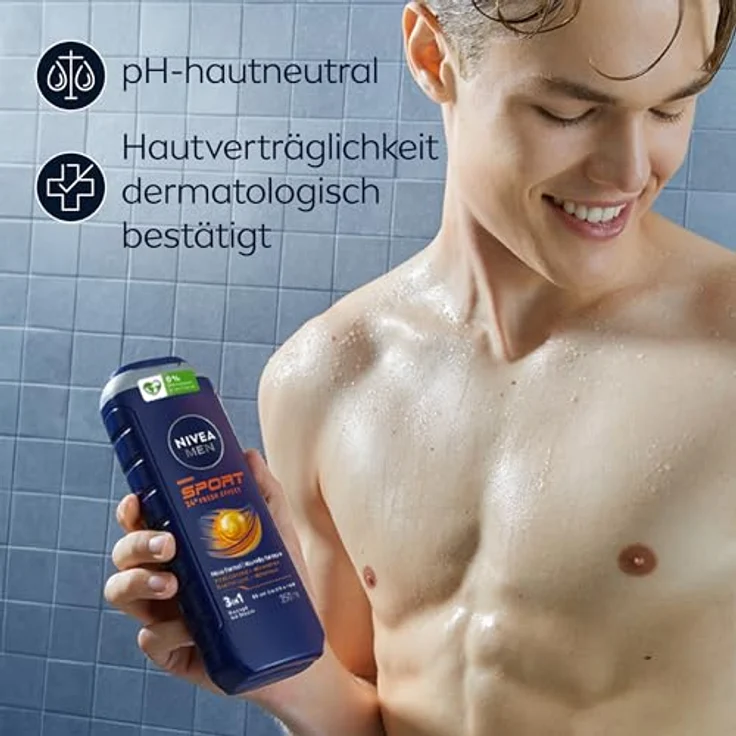 NIVEA MEN Sport Duschgel, pH-hautneutrale Pflegedusche mit vitalisierendem Duft, erfrischende Formel mit Mineralien für Körper, Gesicht und Haar, 250 ml – Bild 4