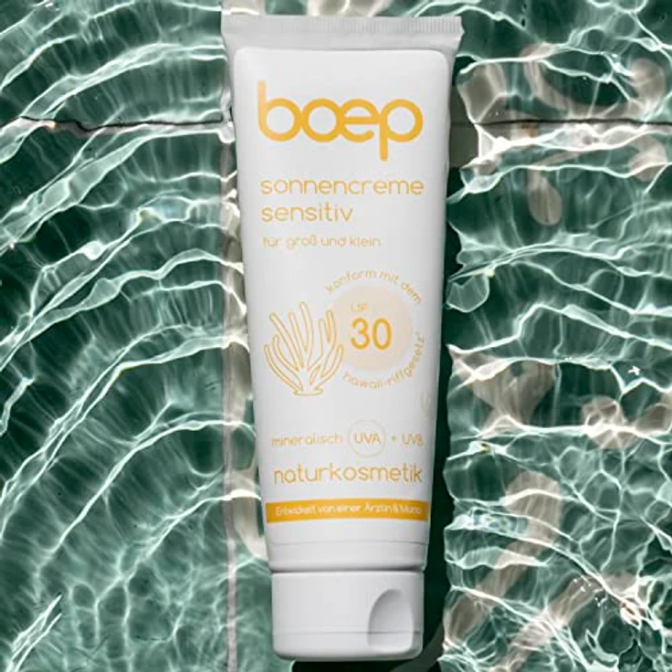 boep Sonnencreme Sensitiv LSF 30 | Mineralische Sonnencreme für Babys, Kinder & Erwachsene mit sensibler Haut | Sonnenschutz ohne chemische UV-Filter | Vegane Naturkosmetik (100ml) – Bild 2