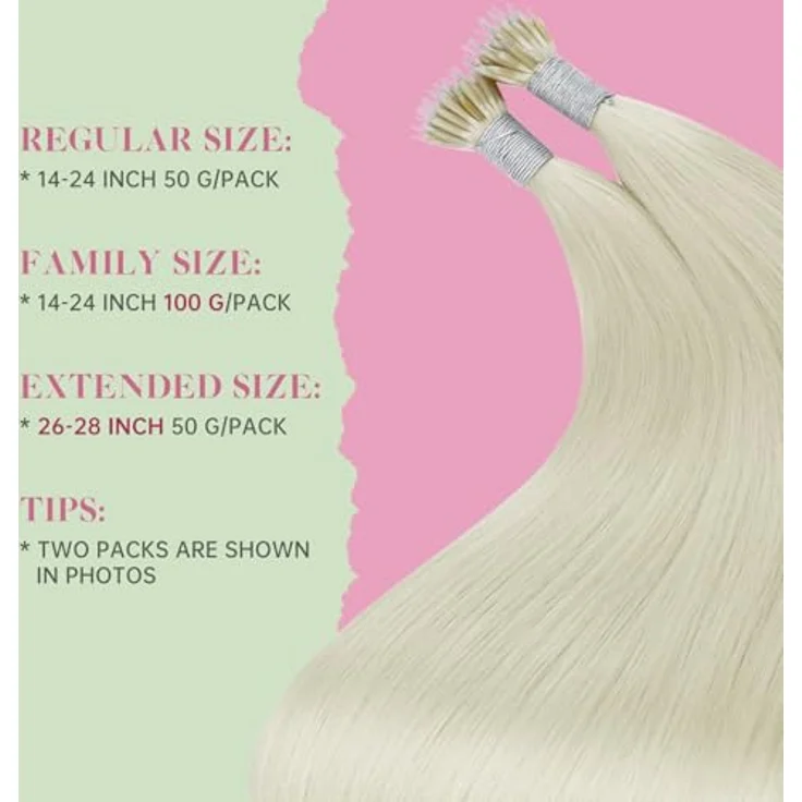 YoungSee Nanoring Extensions, Echthaar Blond 50cm, 50g, Platinblond, schonende Anwendung ohne Kleber und Hitze, ideal für feines Haar – Bild 3