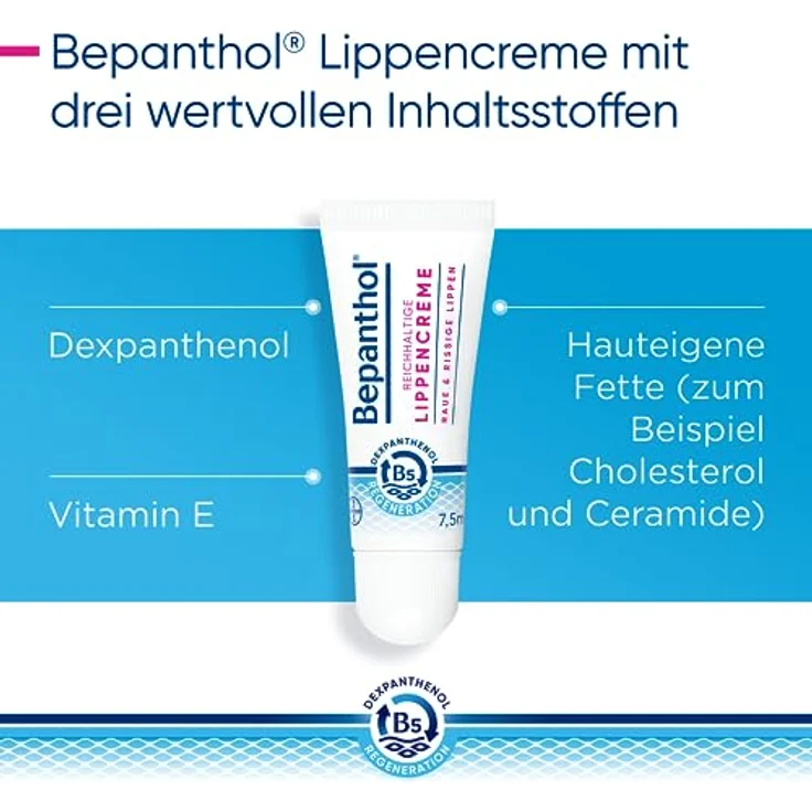 BEPANTHOL Reichhaltige Lippencreme, 7,5 ml, für raue und rissige Lippen, schützt vor Austrocknung, fördert Regeneration – Bild 4