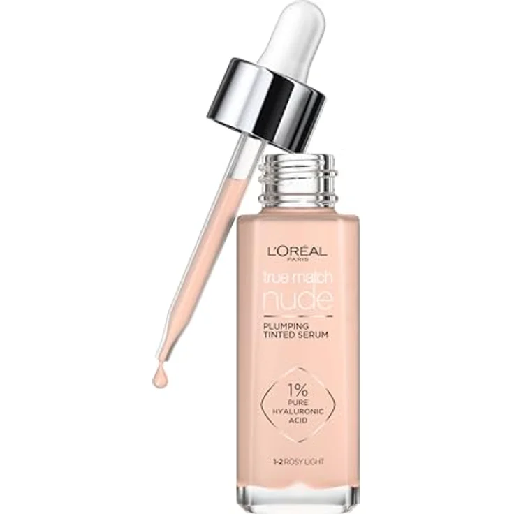 L'Oréal Paris True Match Nude Getönt Volumengebendes Serum Foundation mit Hyaluronsäure - 1-2 Rosy Light - 30ml - Vegan – Bild 1