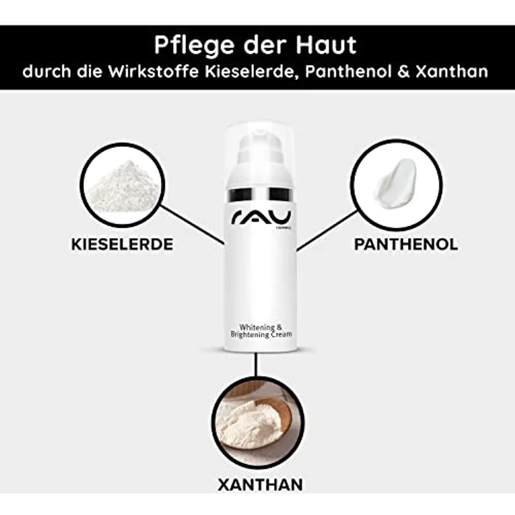 RAU Cosmetics Whitening & Brightening Cream 50 ml - Hautaufheller Creme, entfernt Sommersprossen, Pigment- und Altersflecken, ohne Arbutin - Natürliche Wirkstoffe, made in Germany – Bild 3