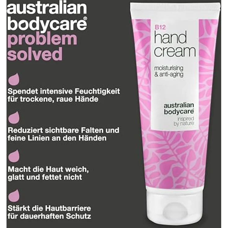 Australian Bodycare Intensive B12 Handcreme, Nährende Pflege mit B12-Vitamin, Süßholzwurzelextrakt, Glycerin und Sheabutter für trockene, raue und gealterte Hände – Bild 3