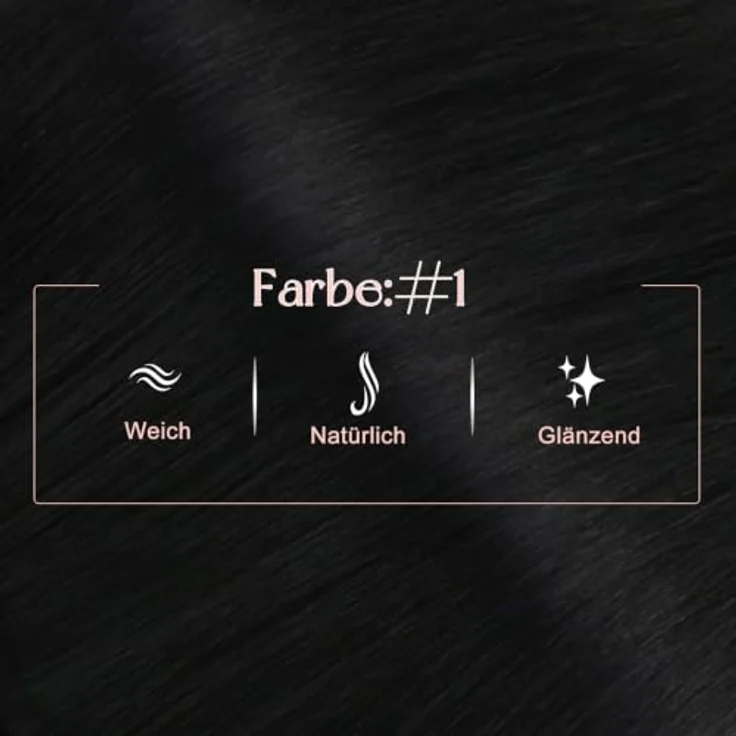 Easyouth Nano Bead Extensions, Echthaar Haarverlängerungen Pechschwarz, 35 cm, 50 Stück, 50g, Pre Bonded, Nano Ring #1 – Bild 2