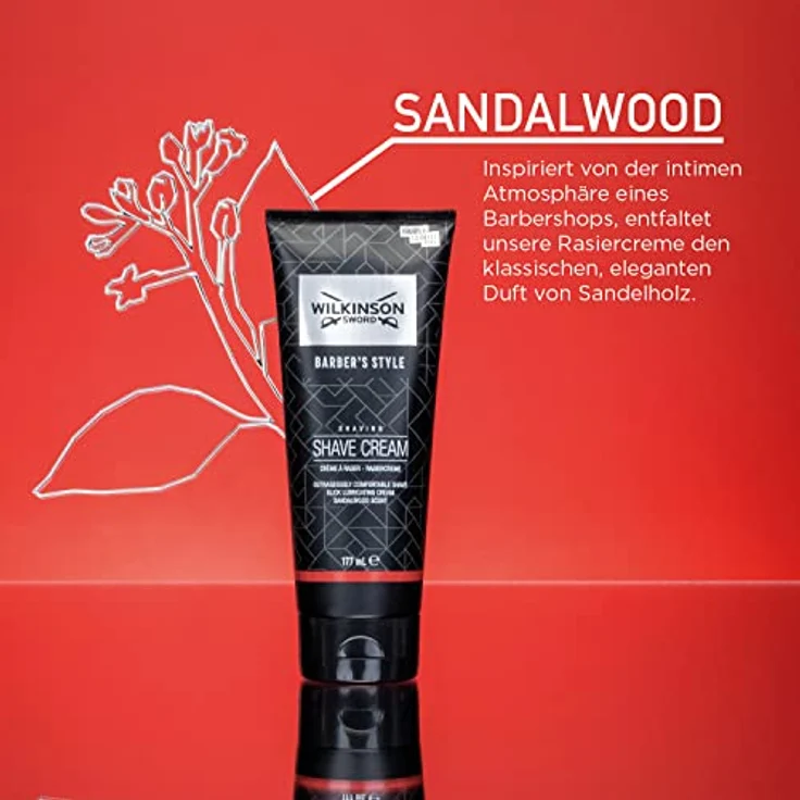 WILKINSON SWORD Barber's Style Rasiercreme für Männer, 177ml, mit Macadamiaöl und Sandelholzduft, nicht-schäumende Formel – Bild 2