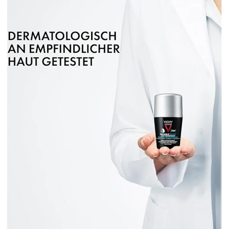 VICHY Vichy Homme Deo Roll-on 72h AT Invisible, Deo-Roll-on für Männer, Schweißhemmend, Besonders hautfreundlich, Keine Spuren auf der Kleidung, Ohne Alkohol, Für empfindliche Haut, 50 ml – Bild 4