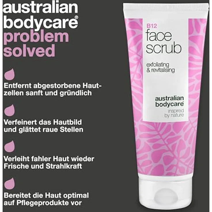Australian Bodycare Gesichtspeeling für trockene und fahle Haut, mit Vitamin B12, Glykolsäure und Aprikosenkernpulver, revitalisierend und exfolierend – Bild 3