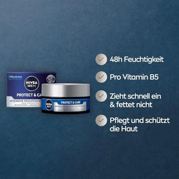 NIVEA MEN Protect & Care Intensive Feuchtigkeitscreme, 48h feuchtigkeitsspendende Gesichtspflege mit Aloe Vera und Pro Vitamin B5, 50 ml – Bild 2