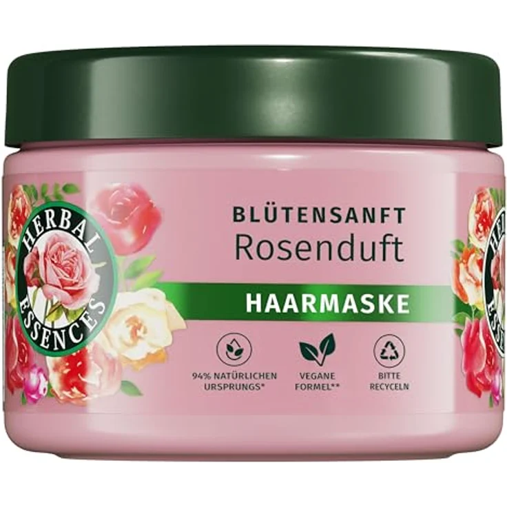 Herbal Essences Blütensanft Haarmaske mit Rosenduft 300ml - Von stumpfem Haar zu seidig glänzenden Haaren, Vegan, natürliche Rosenessenzen – Bild 1