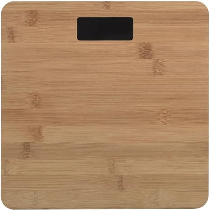 MSV Digitale Personenwaage, Körperwaage aus Sicherheitsglas mit Slim Design und großer Trittfläche, "Bambus", 180 kg Tragkraft, LCD-Anzeige – Bild 2