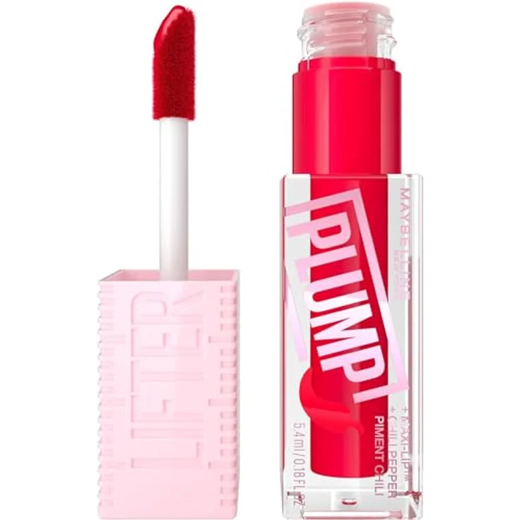 Maybelline New York Glänzender Lipgloss für sichtbar vergrößerte Lippen, Falten mildernd, Mit Maxilip und Chili, Lifter Plump, Farbe: Nr. 004 Red Flag, 1 x 5,4 ml – Bild 1