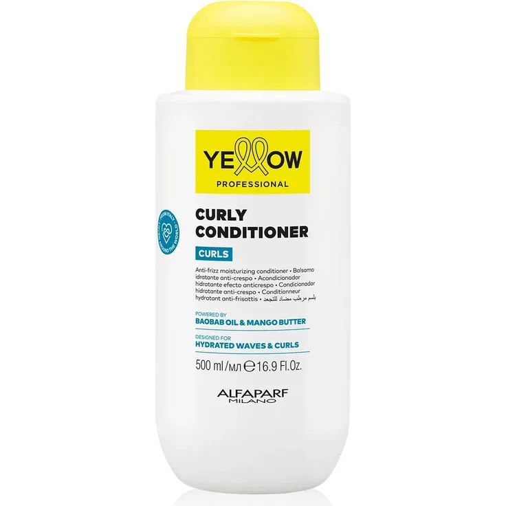 Alfaparf Milano Yellow Professional Curls Curly Conditioner, 500ml, für definierte Locken und intensiven Glanz