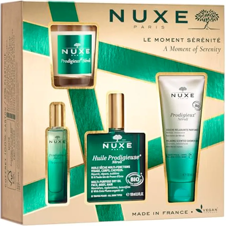 Nuxe Prodigieux Le Moment Serenité Koffer - Entspannender Duft von Neroli, 100 ml Öl und 15 ml Parfum, Geschenkset