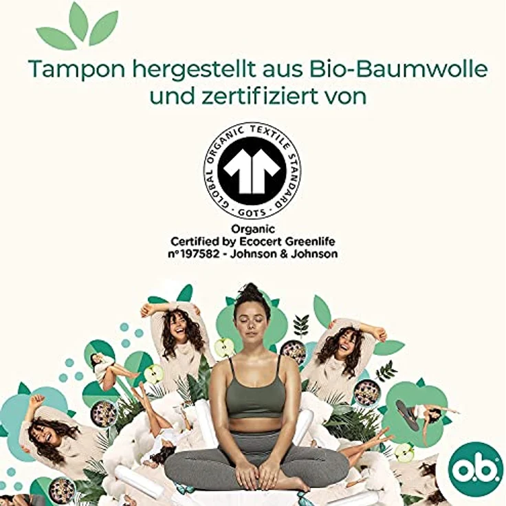 o.b. Organic Normal, Bio Tampons für mittlere bis stärkere Tage aus 100% Bio Baumwolle für natürlichen Schutz (4 x 16 Stück) – Bild 5