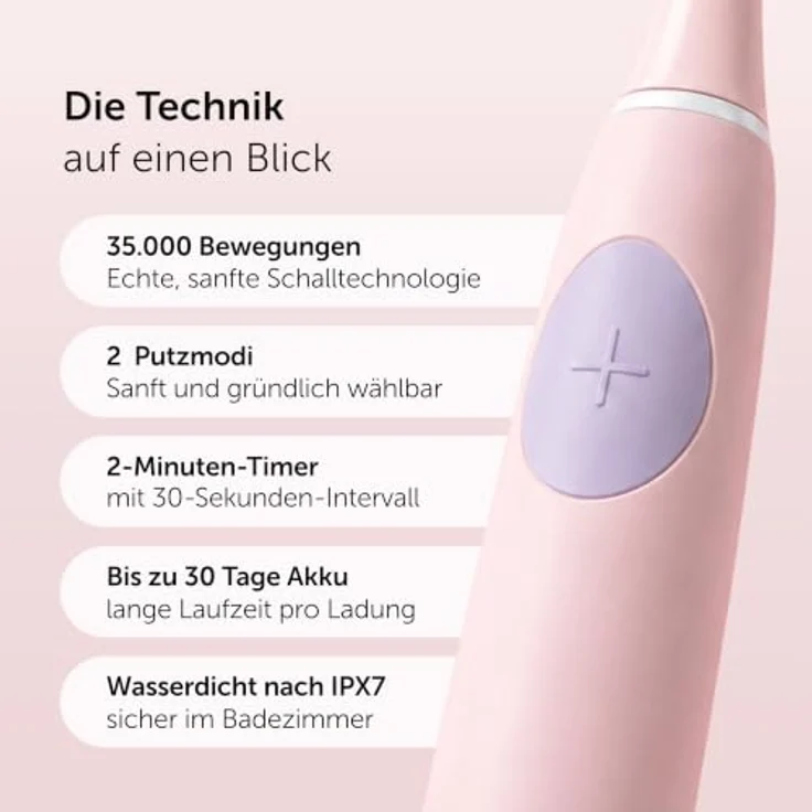WonderSmile Wondersmile Kids Schallzahnbürste Fairy Rose - elektrische Zahnbürste ab 3 Jahren, 2 Putzmodi, 30 Tage Akku, induktive Ladestation – Bild 2