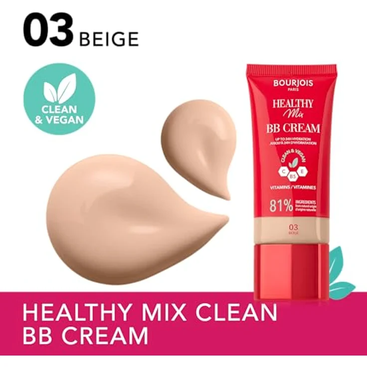 BOURJOIS Paris Gesunder Mix Clean & Vegan BB Cream 03 Beige, 30 ml, getönte Tagescreme für einen ebenmäßigen Teint und optimale Feuchtigkeit – Bild 3