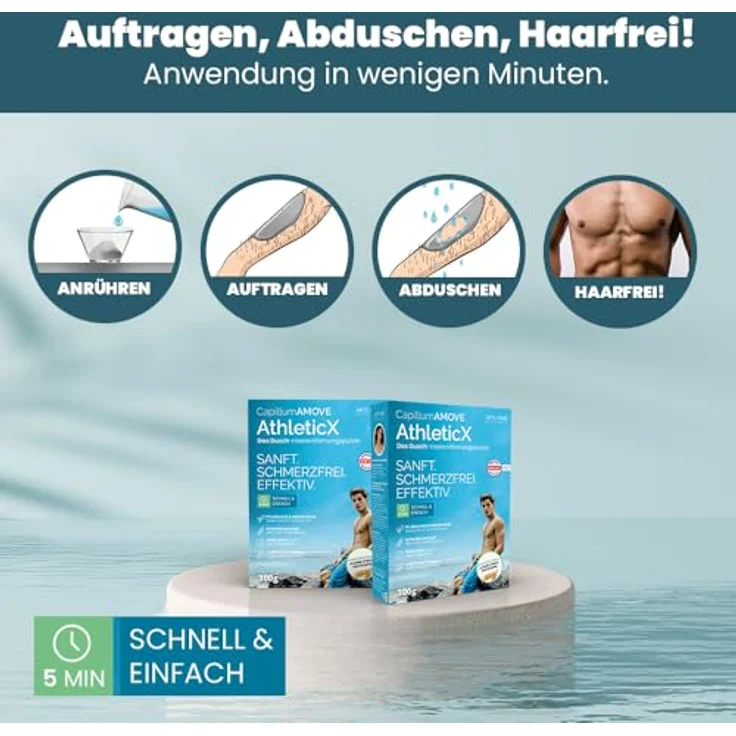 Arte Fiori Capillum AMOVE Wheat AthleticX, Enthaarungsmittel für schonende Körper-Enthaarung, 200 g, chemiefrei, auch für den Intimbereich geeignet – Bild 9