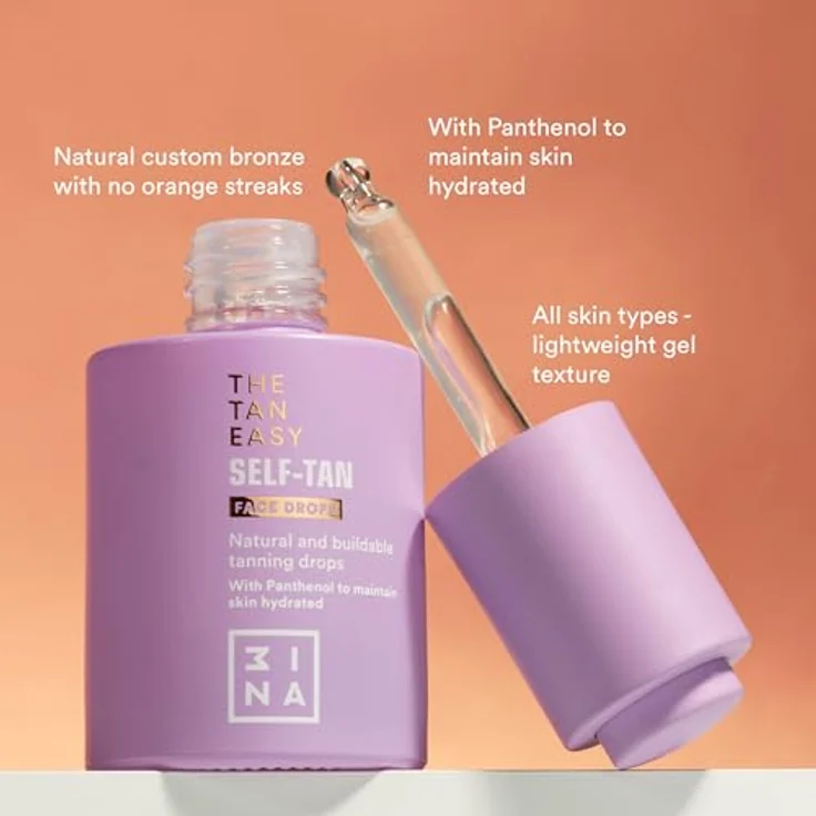 3INA The Tan Easy Self-Tan Face Drops, 30 ml Selbstbräuner für das Gesicht, vegan, für empfindliche Haut – Bild 2