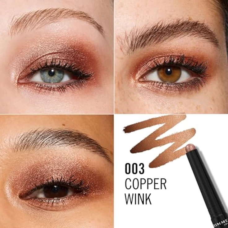 Rimmel London Wonder'Last 003 Copper Wink Lidschattenstift, vibrierende und beeindruckende Farbe, einfach aufzutragen, angenehme Textur, ultra-cremige Formel, vegane Formel, 1,64 g – Bild 3