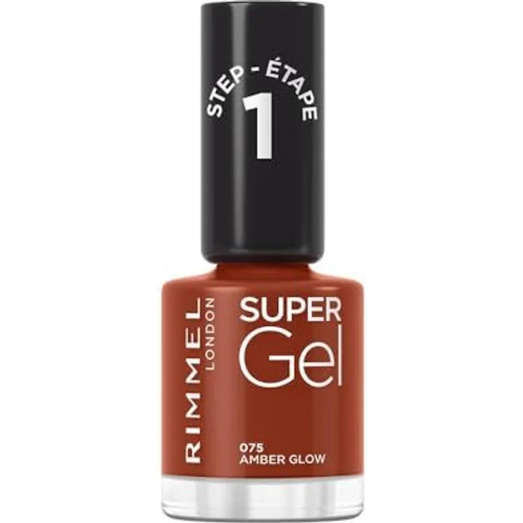 Rimmel London Super Gel Nagellack 075 Amber Glow, 12 ml - Gel-Maniküre in zwei Schritten, bis zu 14 Tage Farbe und Glanz