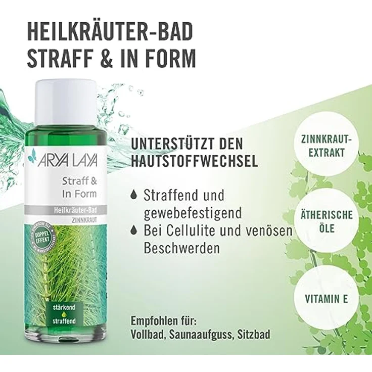 ARYA LAYA Heilkräuter-Bad Straff & In Form, 200 ml mit Zinnkraut-Extrakt, vegan – Bild 2