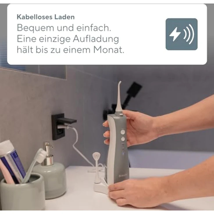 B.Well TH-912, Munddusche mit 3 Betriebsmodi, kabellos, 720 kPa, inklusive 5 Düsen und Wandhalterung – Bild 5