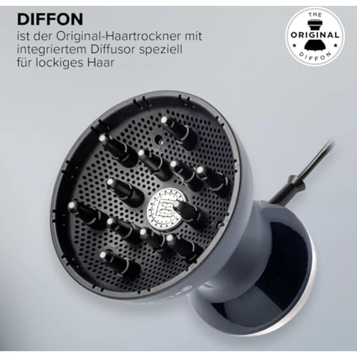 BELLISSIMA Diffon Supreme Deluxe, Heißluftdiffusor für lockiges Haar, Keramik mit Keratin Technologie, XL Diffusor, 3 Temperaturstufen + Ionisator, schonendes Trocknen, Beauty Bag – Bild 2