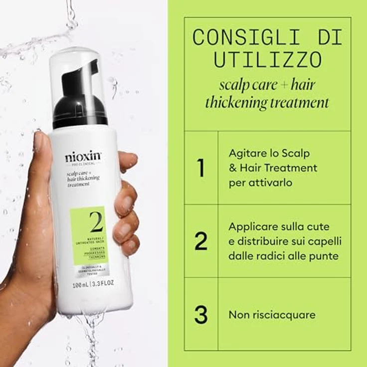 NIOXIN System 2 Scalp + Hair Thickening Leave On Treatment - Serum für natürliches Haar mit fortschrittlicher Ausdünnung - mit Niacinamid und Biotin, 100 ml – Bild 5