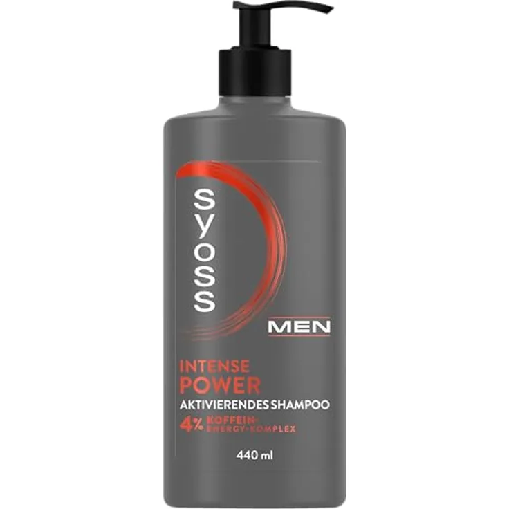 Syoss MEN Intense Power Aktivierendes Shampoo, 440 ml, Herren Shampoo mit 4% Koffein-Energy-Komplex für normales Haar, stimuliert Haarwurzeln
