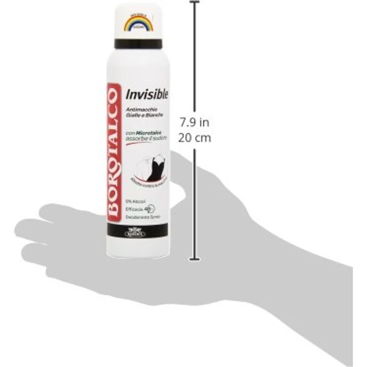 Borotalco Invisible Dedorant Anti-Flecken Deo Ohne Alkohol 150Ml, Antitranspirant mit unverwechselbarem Duft, 0 % Alkohol – Bild 4