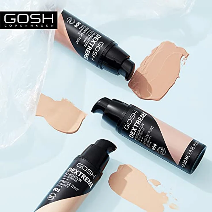 GOSH Dextreme Full Coverage Foundation 30ml, feuchtigkeitsspendendes, veganes Make-up mit hoher Deckkraft für makellosen Teint, 004 Natural – Bild 5