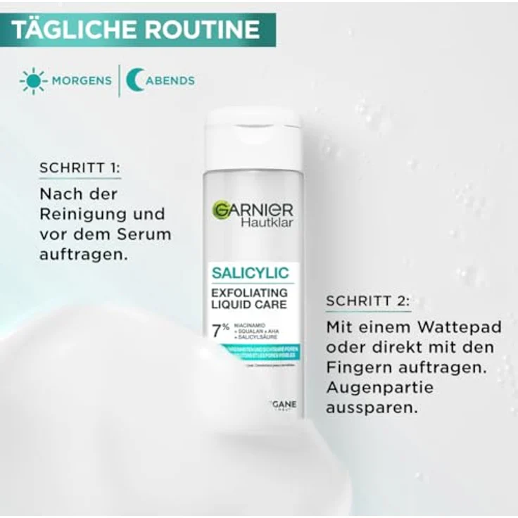 Garnier Salicylic Exfoliating Liquid Care, Toner mit 7 % Salicylsäure und Niacinamide, sanftes Gesichtspeeling für gemilderte Unreinheiten und ebenmäßigen Teint, 120 ml – Bild 5