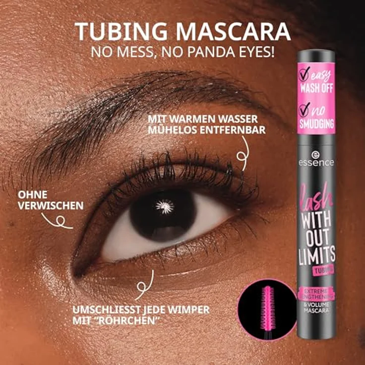 essence lash WITHOUT LIMITS TUBING, Volumenmascara mit verlängerndem Effekt, Farbton 04 Black Tubing, 13 ml – Bild 5