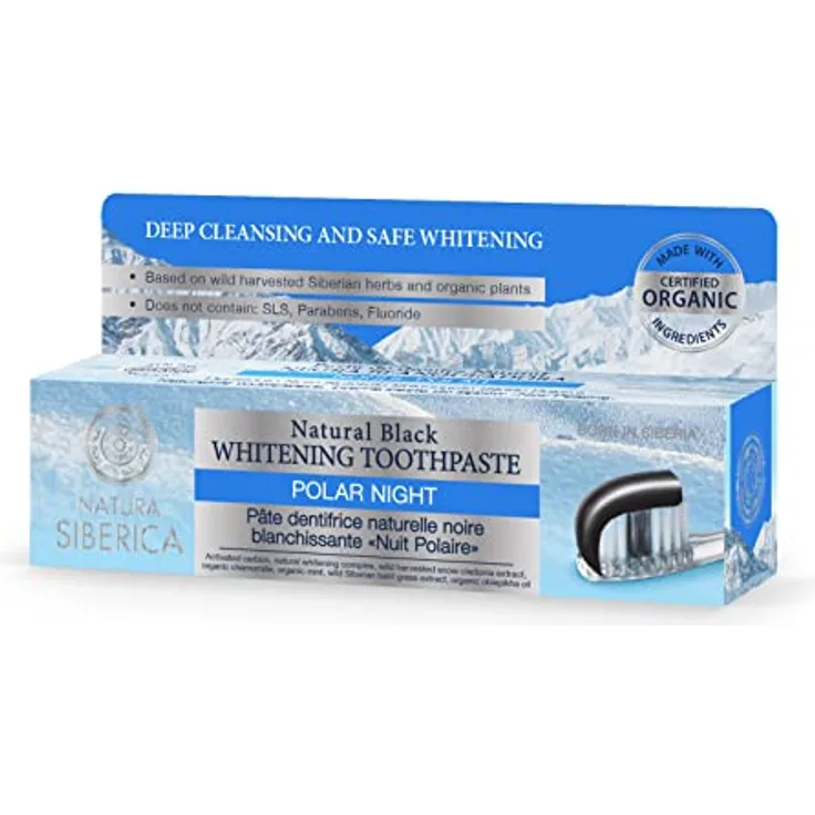Natura Siberica Polar Night, schwarze Zahnweißercreme für strahlend weißes Lächeln, 100 g