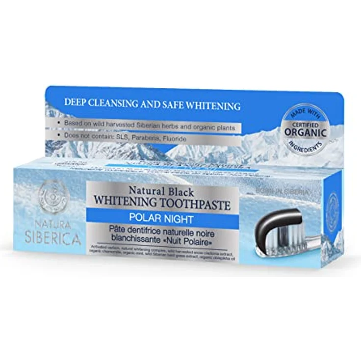 Natura Siberica Polar Night, schwarze Zahnweißercreme für strahlend weißes Lächeln, 100 g – Bild 1