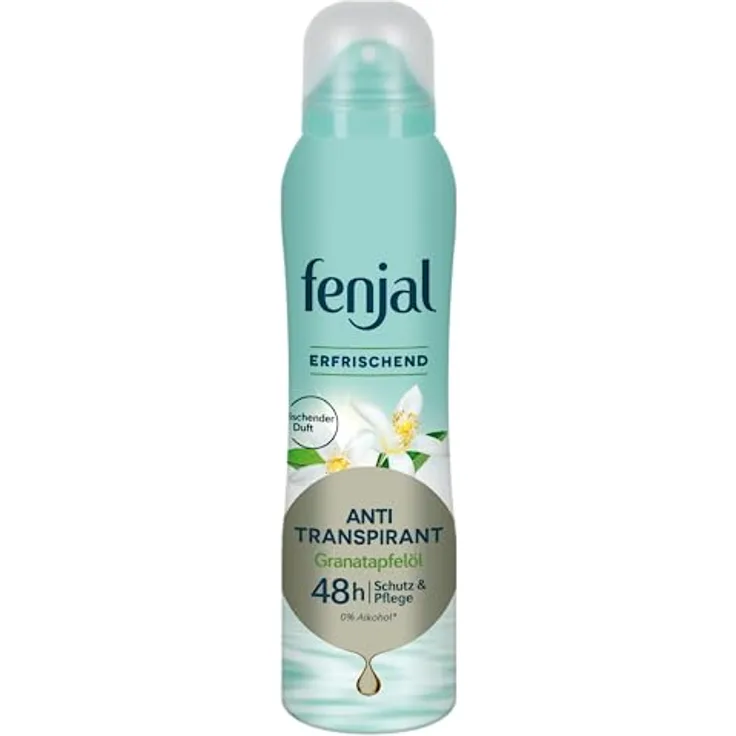 Fenjal Anti-Transpirant Spray - 150 ml, 48h Schutz, mit Granatapfelkernöl, Anti-Transpirant, vegane Pflege für empfindliche Haut - Erfrischend