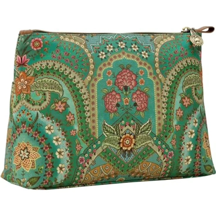 PIP Studio Caryn Kosmetiktasche Jabali 2er Set, geräumig und stilvoll im grünen Polyestersamt mit afrikanischem Blumenmuster – Bild 3