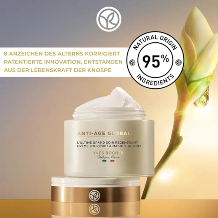 Yves Rocher ANTI-AGE GLOBAL - Regenerierende Tages- und Nachtcreme & Nachtmaske gegen Falten - 75 ml, für strahlenden Teint und straffere Haut – Bild 2